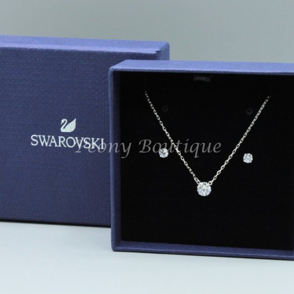 Swarovski 5113468 Angelic earrings necklace jewelry fashion set round dainty - Picture 3 of 14